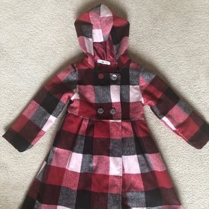 Girls Joe-Ella Soft Buffalo Checkered Hooded Coat